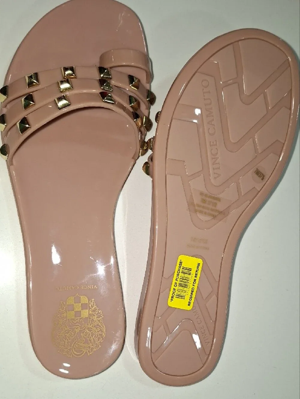 Studded Pink Slide Sandals - Women